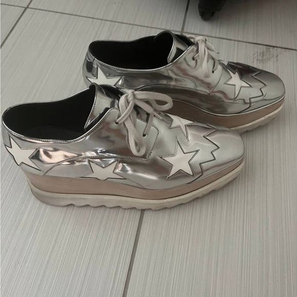Stella Mccartney Silver Elyse Crystal Star Platform Shoes Size EU 37 - Picture 2 of 3